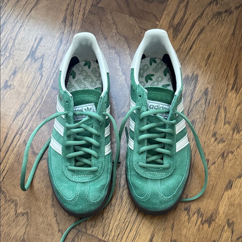 adidas Green Suede Sneakers with White Stripes